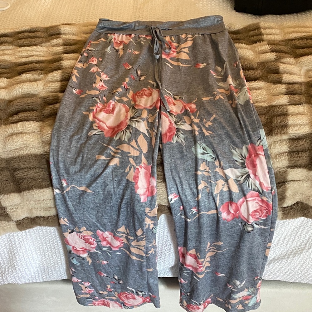 Floral Gray Pajama Pants